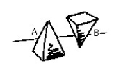 Figure M-1    -Which of the two identical pyramids is exerting the most pressure on the floor? A) A B) B C) both the same The reason for this is that D) they both have the same weight. E) the heaviest part of the pyramid is closer to the floor. F) the weight is distributed over a smaller area. G) the weight is distributed over a larger area. 
