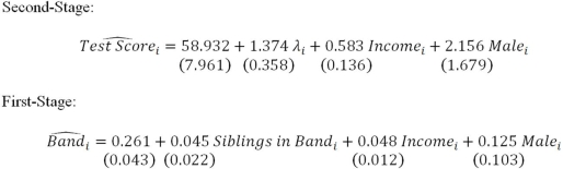 Suppose you are interested in testing the claim that students who participate in band perform better on standardized tests but you are worried that the results might be biased because individuals are likely to self-select into joining the band.You only have test scores for those students that participate in band.Suppose that for a sample of 14,111 6<sup>th</sup>-grade students you estimate the Heckman selection model (marginal effects listed,standard errors in parentheses) a)Explain why OLS is inappropriate in this circumstance and how this model improves on OLS. b)Which variable are you using to identify the model? Does this choice seem correct? Explain. c)Discuss the results above.