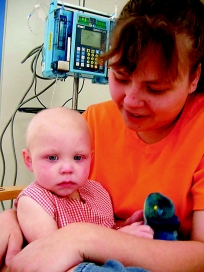 A nurse is admitting a toddler to the hospital.The parent needs to leave for a brief period.Which figure depicts the reaction the nurse expects from the child? A)     B)     C)     D)    