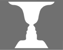 What perceptual principle allows you to perceive the image as either two faces or a vase?   A) size constancy B) linear perspective C) the law of similarity D) figure-ground reversal