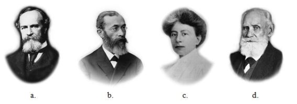 Of the people pictured, who is credited with founding psychology as anexperimental science when he/she opened the first psychology research laboratoryin 1879?   A) a B) b C) c D) d