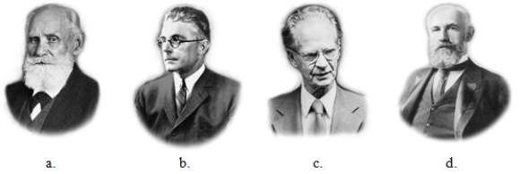 Three of the individuals pictured played key roles in establishing the approach topsychology called behaviorism. Which person was NOT involved in establishingbehaviorism?   A) a B) b C) c D) d