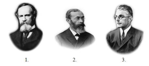 Which of the following is the correct combination of names?   A) 1 = Freud, 2 = Sumner, 3 = Calkins B) 1 = James, 2 = Wundt, 3 = Watson C) 1 = Titchener, 2 = Washburn, 3 = Sumner D) 1 = James, 2 = Washburn, 3 = Skinner