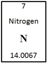 Given this information from one element in the periodic table of elements,the number of neutrons and protons is   A)  7, which is the atomic number indicated. B)  7, which is the atomic mass indicated. C)  14, which is the atomic number indicated. D)  not discernable, because the number of electrons is also needed. E)  14, which is the atomic mass indicated.