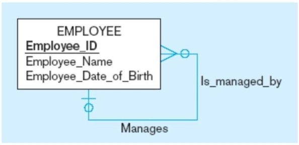 In the figure below, each employee has exactly one manager.   