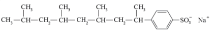 Suppose the following conversion could occur. Which of the following would correctly describe this conversion?       A)  The reactant is nonbiodegradable. B)  Both represent detergent molecules. C)  The product can be broken down by microorganisms. D)  All of the above are correct.