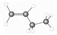 The hydrocarbon represented by the model below has cis and trans isomers.  