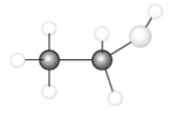 Consider the following model of ethanol, CH<sub>3</sub>CH<sub>2</sub>OH.   During the complete combustion of ethanol with oxygen, carbon dioxide and water are formed. -The number of carbon to hydrogen single bonds that are broken is_______.