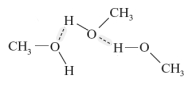 Consider the following image of three molecules of methanol..   The dashed lines highlighted in gray represent covalent bonds.