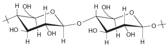 Examine the structures given in each question. Based on their structure complete the following statements. -A segment of cellulose is shown below. This is an example of __________ fiber .  