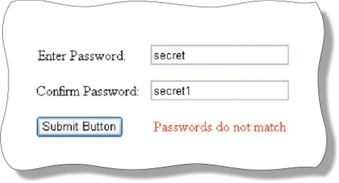 As shown in the accompanying figure,the ____ validation control can be used to ensure two passwords match.   A)  RequiredFieldValidator B)  RegularExpressionValidator C)  RangeValidator D)  CompareValidator