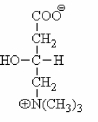 What structure is shown below and what is its main function?   A)  coenzyme A; activation of fatty acids before β-oxidation B)  carnitine; transport of fatty acyl CoA into the mitochondrial matrix C)  taurocholate; one of the bile salts D)  acetoacetate; synthesis of fatty acids