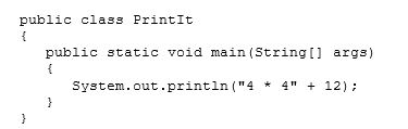 What is the output of the following code snippet?   A)  4 * 412 B)  4412 C)  1612 D)  28