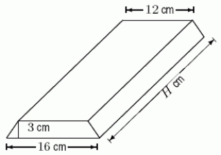 A large chocolate bar has trapezoidal cross section shown in the following figure.If you want the bar to have volume 861 cm<sup>3</sup>, what should H be?  