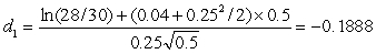 B The delta is N(d?)where In this case