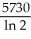 Following equation is used in carbon dating of the artefacts: N =   ×   where, N = Decay rate of the artefact,expressed as disintegrations per minute (dpm)   = Decay rate of natural carbon = 14 dpm τ = Mean life time =   =   = 8267 years t = Age of the artefact Calculate the age of the artefact,if the decay rate of the artefact is measured as 4 dpm