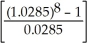 FVn = 300.00   = 300.00(8.8451439)= $2653.54 FV = 2653.54(1.008)40 = 2653.54(1.3753755)= $3649.61