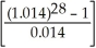 FVn = 5710.00   = 5710.00(33.9942668)= $194 107.26 FV = 194107.26(1.014)24 = 194107.26(1.396082)= $270 989.65