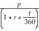 Evaluate s: s =   , where p = 3411.50, r = 0.0925, t = 75