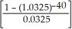 PVn = 2700.00   = 2700.00(22.2084332) = $59962.77 Interest = 2700.00(40) - 59962.71 = 108000.00 - 59962.77 = $48037.23