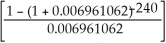 a) PV = 30 000.00; n = 20(12) = 240; i =   = 0.0425; I/Y = 8.5; P/Y = 12; C/Y=2; c =   =   p =   =   - 1 = 0.006961062 30000 = PMT   30000 = PMT[116.4742048] PMT = $257.57 The number of outstanding payments after five years is 15(12) = 180 PV = 257.57   PV = $26386.10 Programmed solution:     b) The outstanding balance of $26 386.10 is to be amortized the remaining 15 years. PV = 26 386.10; n = 15(12) = 180; i =   = 0.04; I/Y = 8; P/Y = 12; C/Y=2; c =   =   p =   =   - 1 = 0.006558197 26386.10 = PMT   26386.10 = PMT[105.4682161] PMT = $250.18 Programmed solution:   c) At the end of the 3 year term the outstanding payments is 144. PV = 250.18   PV = $23265.45 Programmed solution:  
