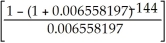 a) PV = 30 000.00; n = 20(12) = 240; i =   = 0.0425; I/Y = 8.5; P/Y = 12; C/Y=2; c =   =   p =   =   - 1 = 0.006961062 30000 = PMT   30000 = PMT[116.4742048] PMT = $257.57 The number of outstanding payments after five years is 15(12) = 180 PV = 257.57   PV = $26386.10 Programmed solution:     b) The outstanding balance of $26 386.10 is to be amortized the remaining 15 years. PV = 26 386.10; n = 15(12) = 180; i =   = 0.04; I/Y = 8; P/Y = 12; C/Y=2; c =   =   p =   =   - 1 = 0.006558197 26386.10 = PMT   26386.10 = PMT[105.4682161] PMT = $250.18 Programmed solution:   c) At the end of the 3 year term the outstanding payments is 144. PV = 250.18   PV = $23265.45 Programmed solution:  