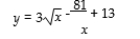 <strong>Find the value of the first- order derivative of the function when x = 9.</strong> A)1 B)1.5 C)- 0.5 D)0 E)0.5