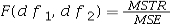 Which of the following is a correct formula for the test statistic for a one-way ANOVA test? A)    B)    C)    D)   