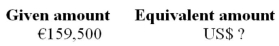 Use the currency exchange rates in Table 3.2 to calculate the equivalent amount of the currency in the second column that is equal to the given amount in the first column.  
