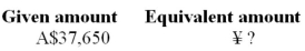 Use the currency exchange rates in Table 3.2 to calculate the equivalent amount of the currency in the second column that is equal to the given amount in the first column.  