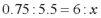 Solve the proportion:   A)  40 B)  44 C)  8 D)  6 E)  24