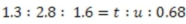 Given the proportion of   , the value of t and u is 0.5525 and 1.19 respectively