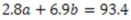 Solve for the following pair of equations to three figure accuracy    