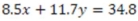 Solve for the following pair of equations to three figure accuracy    