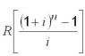 Evaluate and calculate to the cent:   for R = $550, i = 0.085, n = 3