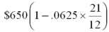 Evaluate   A)  $1,137.39 B)  $721.09 C)  $578.91 D)  $446.88 E)  $576.06