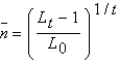 Suppose population growth is given by   ,where L0 is the population today,   Is the population in t periods,and   Is the population constant growth rate.If we do not know what value   Takes but do know the values of   ,   ,and t,we can calculate   By punching __________ into our calculator. A)    B)    C)    D)    E)   