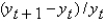 The growth rate of any variable y between periods t and t + 1 is the percentage change in that variable,given by    .