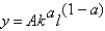 Suppose k,l,and A grow at constant rates given by    ,    ,and    .The growth rate of y if    is    .