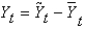 Defining Yt as current output,    as potential output,and    as short-run fluctuations,the relationship between the three can be written as    .