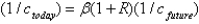 With logarithmic utility,the Euler equation is given by    or    .