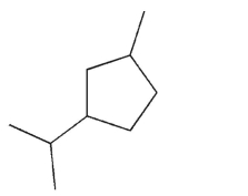 Which of the following choices lists the correct number of each type of carbon atom in the structure shown?   A) 3 primary, 3 secondary, 3 tertiary B) 3 primary, 4 secondary, 2 tertiary C) 3 primary, 5 secondary, 1 tertiary D) 5 primary, 1 secondary, 3 tertiary E) 6 primary, 3 secondary, 0 tertiary
