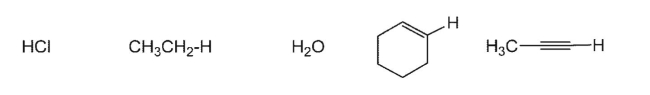 Arrange in order of acidity (most acidic to least acidic):  
