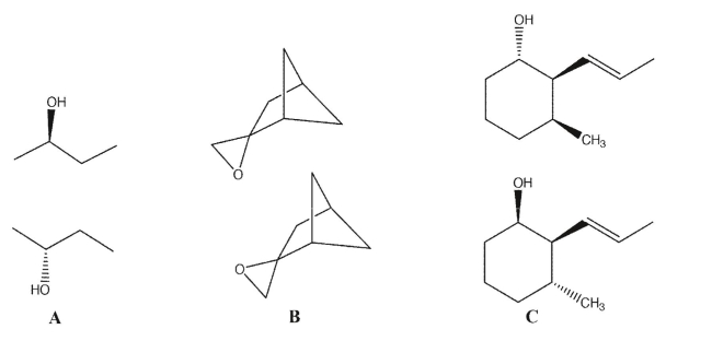 For each pair of molecules, identify whether the pairs are enantiomers, diastereomers, or the same compound/conformers.  