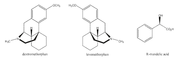 Dextromethorphan (D-meth) and its enantiomer, levomethorphan (L-meth), have very different pharmacological effects.D-meth is the active ingredient in many cough suppressants, while L-meth is an opioid analgesic.Explain how R-mandelic acid could be used to resolve a mixture of these two drugs if they were produced as a racemic mixture.  
