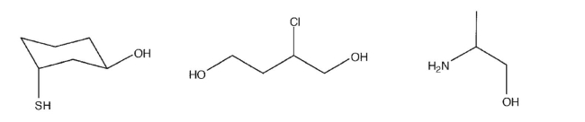 In the following compounds, identify which proton would be removed first in the presence of strong base.  