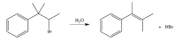 Draw a mechanism to rationalize the formation of the alkene product shown in the following transformation.  