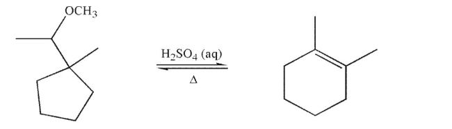 Draw a mechanism to rationalize the formation of the alkene product shown in the following transformation.  