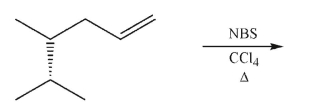 What is the stereochemical outcome of the following reaction?   A) Enantiomers are produced in equal amounts. B) Diastereomers are produced in equal amounts. C) A single product forms. D) Enantiomers are produced in unequal amounts. E) Diastereomers are produced in unequal amounts.