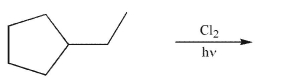 Provide the structures of all monochlorinated products that would result from the conditions shown.Assume that all chiral products are formed as racemic mixtures.  